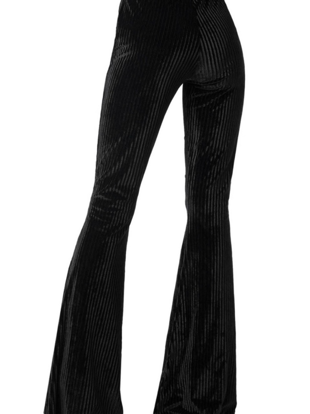 Killstar Harper Velvet Ribbed Bell Bottoms Stretch - Picture 3 of 5